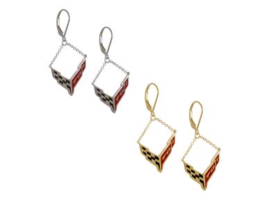 C8 70th Anniversary Leverback Earrings; Sterling Silver