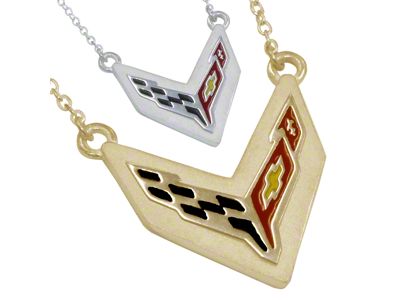 C8 Enameled Emblem Necklace; Sterling Silver