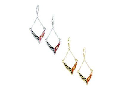 C8 Enameled Leverback Chain Earrings; Sterling Silver