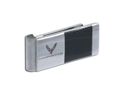 C8 Money Clip with Carbon Fiber Inlay; Stainless