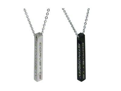 C8 Stingray Bar Necklace; Black