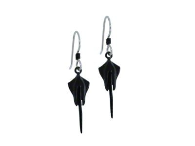 C8 Stingray French Wire Earrings; Black