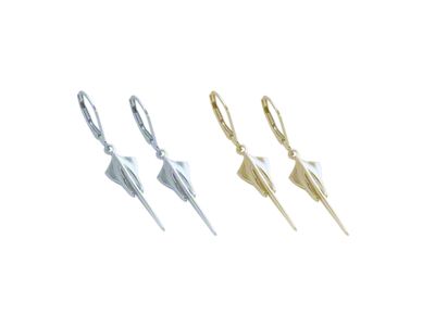 C8 Stingray Leverback Earrings; 14K Yellow Gold