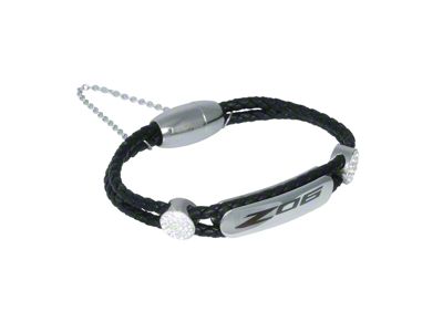 C8 Z06 Black Leather Magnetic Bracelet