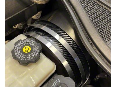 Carbon Fiber Brake Booster Cover; Stainless Steel with Brushed Trim (14-19 Corvette C7)
