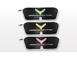 Carbon Fiber/Brushed Frunk Trunk Cover with Red Illuminated Crossed Flags Insert (20-26 Corvette C8)