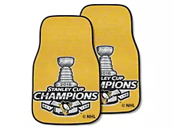 Carpet Front Floor Mats with Pittsburgh Penguins 2016 NHL Stanley Cup Champions Logo; Yellow (Universal; Some Adaptation May Be Required)