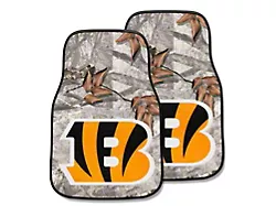 Carpet Front Floor Mats with Cincinnati Bengals Logo; Camo (Universal; Some Adaptation May Be Required)
