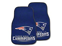 Carpet Front Floor Mats with New England Patriots 2017 Super Bowl LI Champions Logo; Navy (Universal; Some Adaptation May Be Required)