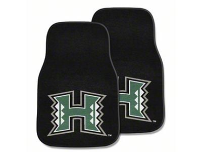 Carpet Front Floor Mats with University of Hawaii Logo; Black (Universal; Some Adaptation May Be Required)
