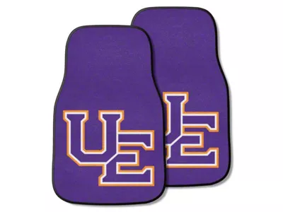 Carpet Front Floor Mats with West Virginia State University Yellow Jacket Logo; Black (Universal; Some Adaptation May Be Required)