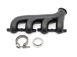 Cast Iron Exhaust Manifold with V-Band Clamp; Driver Side; Ceramic Black (02-12 Corvette C5 & C6)
