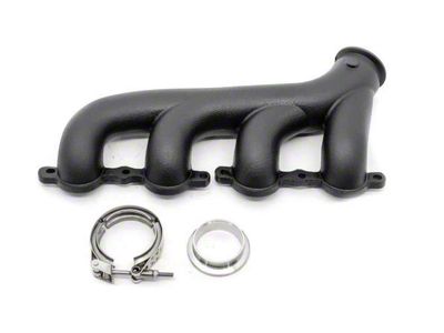 Cast Iron Exhaust Manifold with V-Band Clamp; Driver Side; Ceramic Black (02-12 Corvette C5 & C6)