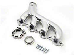 Cast Iron Exhaust Manifold with V-Band Clamp; Driver Side; Ceramic Silver (02-12 Corvette C5 & C6)