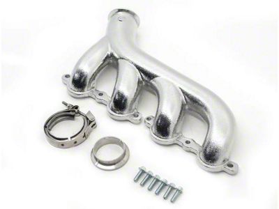 Cast Iron Exhaust Manifold with V-Band Clamp; Driver Side; Ceramic Silver (02-12 Corvette C5 & C6)