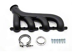 Cast Iron Exhaust Manifold with V-Band Clamp; Passenger Side; Ceramic Black (02-12 Corvette C5 & C6)