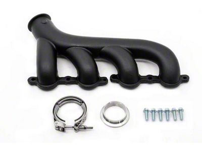 Cast Iron Exhaust Manifold with V-Band Clamp; Passenger Side; Ceramic Black (02-12 Corvette C5 & C6)