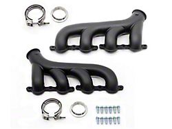 Cast Iron Exhaust Manifolds with V-Band Clamps; Ceramic Black (02-12 Corvette C5 & C6)