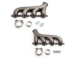 Cast Iron Exhaust Manifolds with V-Band Clamps; Raw (02-12 Corvette C5 & C6)