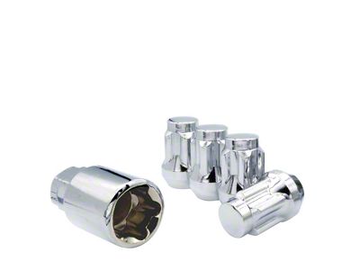 Chrome Bulge Acorn Lock Set for Aftermarket Wheels; M12x1.5; Set of 4 (97-19 Corvette C5, C6 & C7)