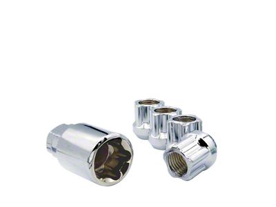 Chrome Open Bulge Acorn Lock Set for Aftermarket Wheels; M12x1.5; Set of 4 (97-19 Corvette C5, C6 & C7)