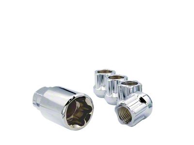 Chrome Open Bulge Acorn Lock Set for Aftermarket Wheels; M14x1.5; Set of 4 (20-26 Corvette C8)