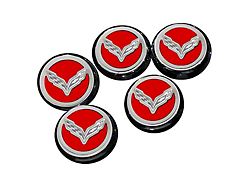 Corvette Flag Style Fluid Cap Covers; Bright Red Solid (14-19 Corvette C7 w/ Automatic Transmission)