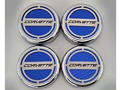 Corvette Logo Fluid Cap Covers; Red Carbon Fiber (20-24 Corvette C8 Coupe)