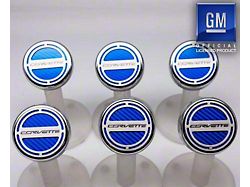 Corvette Style Fluid Cap Covers; Solid Black (14-19 Corvette C7 w/ Manual Transmission)