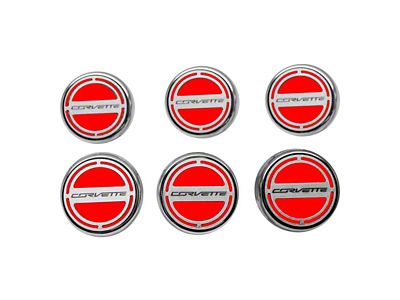 Corvette Style Fluid Cap Covers; Solid Bright Red (14-19 Corvette C7 w/ Manual Transmission)