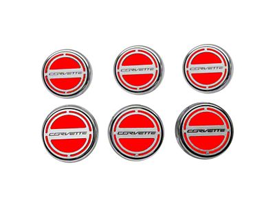 Corvette Style Fluid Cap Covers; Bright Red Solid (14-19 Corvette C7 w/ Manual Transmission)