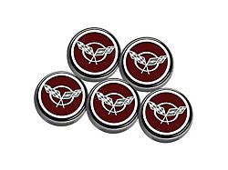 Cross Flag Series Fluid Cap Covers; Garnet Red (97-04 Corvette C5 w/ Automatic Transmission)
