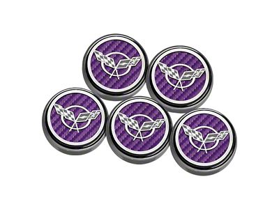 Cross Flag Series Fluid Cap Covers; Purple Carbon Fiber (97-04 Corvette C5 w/ Automatic Transmission)