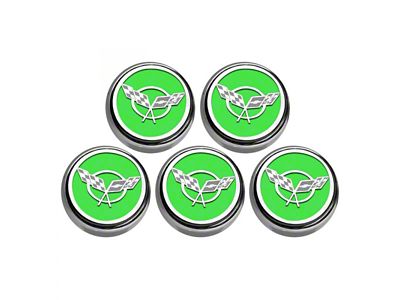 Cross Flag Series Fluid Cap Covers; Solid Synergy Green (97-04 Corvette C5 w/ Automatic Transmission)