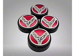 Cross Flag Series Fluid Cap Covers; White Carbon Fiber (20-26 Corvette C8)