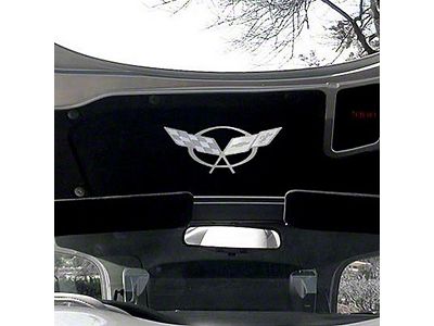 Crossed Flag Hood Liner Badge; Stainless (97-04 Corvette C5)