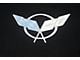 Crossed Flag Hood Liner Badge; Stainless (97-04 Corvette C5)