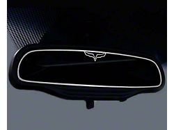 Crossed Flag Style Rear View Mirror Trim; Brushed (05-13 Corvette C6)