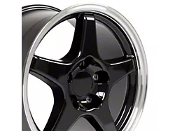 CV01 Black with Machined Lip Wheel; Front Only; 17x9.5 (97-04 Corvette C5)