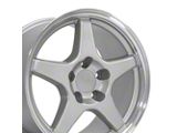CV01 Silver with Machined Lip Wheel; Front Only; 17x9.5; 56mm Offset (97-04 Corvette C5)