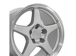 CV01 Silver with Machined Lip Wheel; Front Only; 17x9.5; 56mm Offset (97-04 Corvette C5)