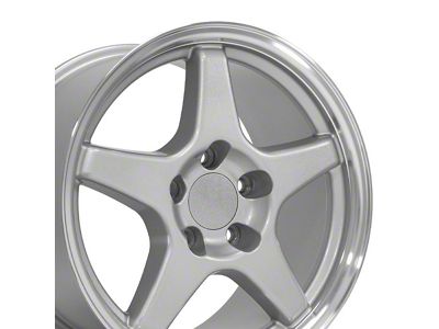 CV01 Silver with Machined Lip Wheel; Front Only; 17x9.5 (97-04 Corvette C5)