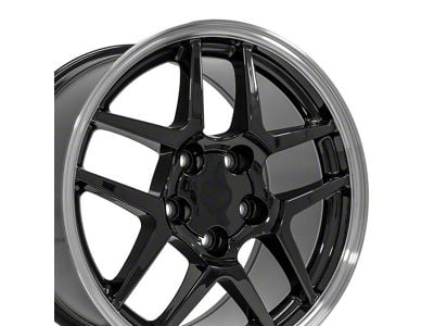CV04 Black with Machined Lip Wheel; Front Only; 17x9.5 (97-04 Corvette C5)