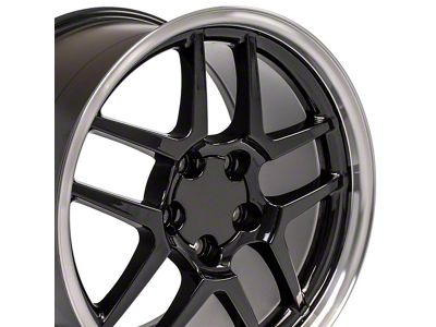 CV04 Black with Machined Lip Wheel; Rear Only; 18x10.5; 56mm Offset (97-04 Corvette C5)