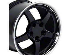 CV05 Black with Machined Lip Wheel; Front Only; 17x9.5; 54mm Offset (97-04 Corvette C5)