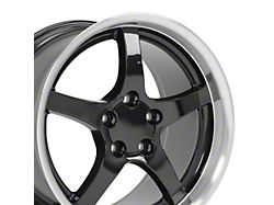 CV05 Black with Machined Lip Wheel; Rear Only; 18x10.5; 56mm Offset (97-04 Corvette C5)