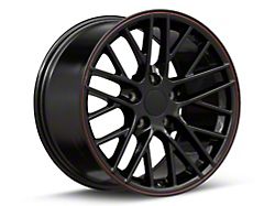 CV08A Gloss Black with Red Pinstripe Wheel; Front Only; 17x9.5; 54mm Offset (97-04 Corvette C5)