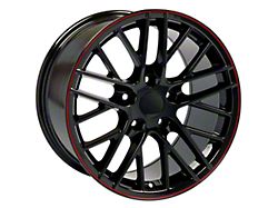 CV08B Gloss Black with Redline Wheel; Front Only; 18x8.5 (05-13 Corvette C6)