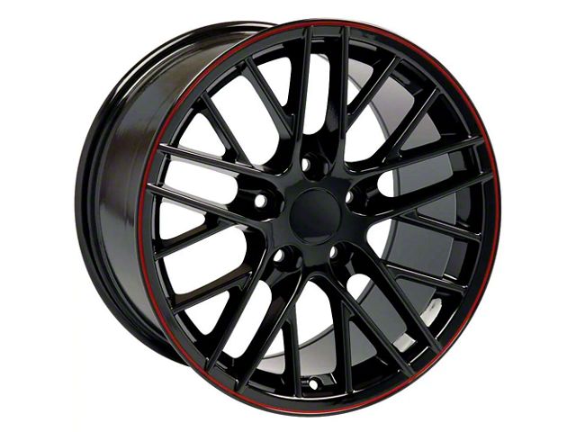 CV08B Gloss Black with Redline Wheel; Front Only; 18x8.5 (05-13 Corvette C6)