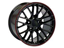 CV08B Gloss Black with Redline Wheel; Rear Only; 19x10; 79mm Offset (05-13 Corvette C6)